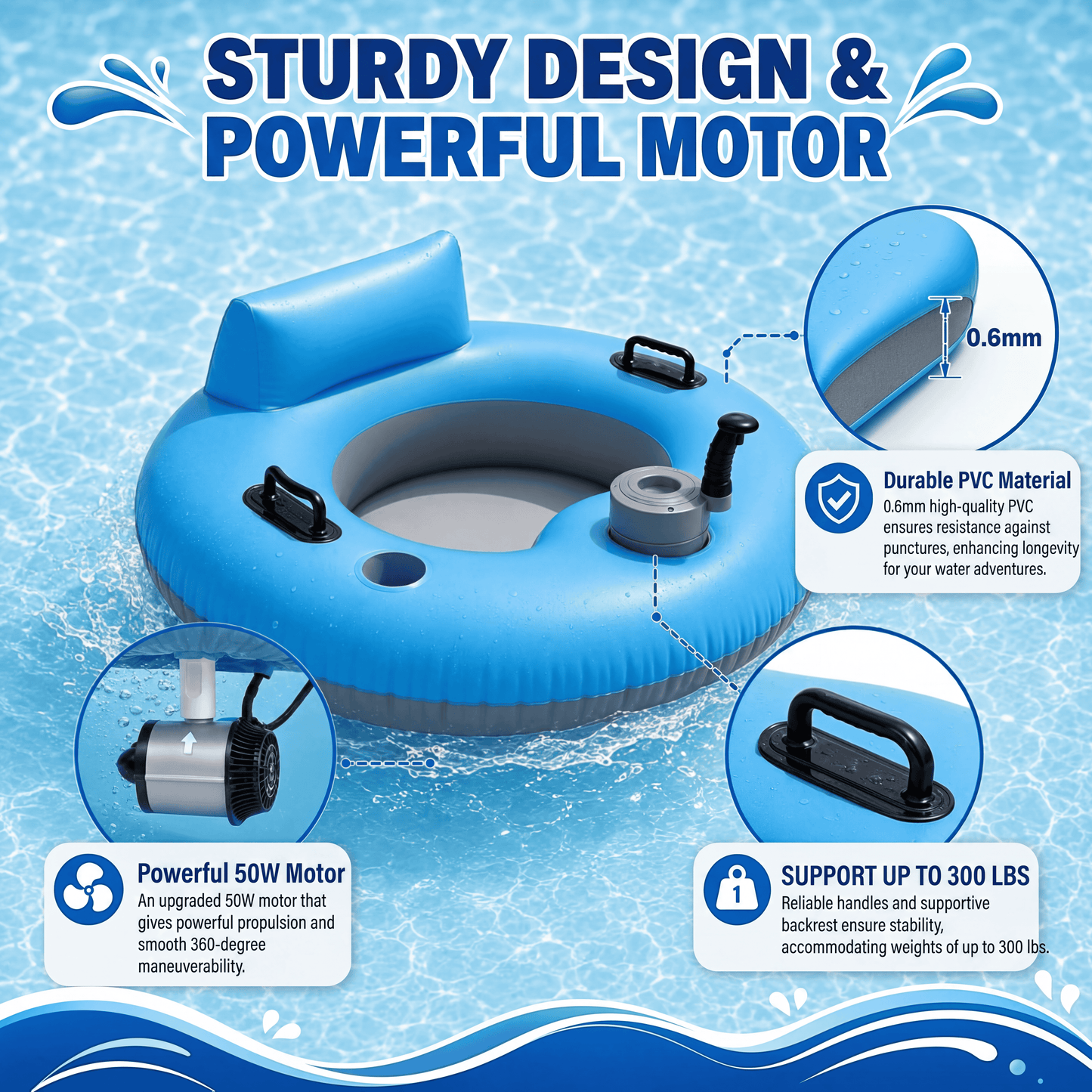 Bleu Current Motorised Pool Float - Compact