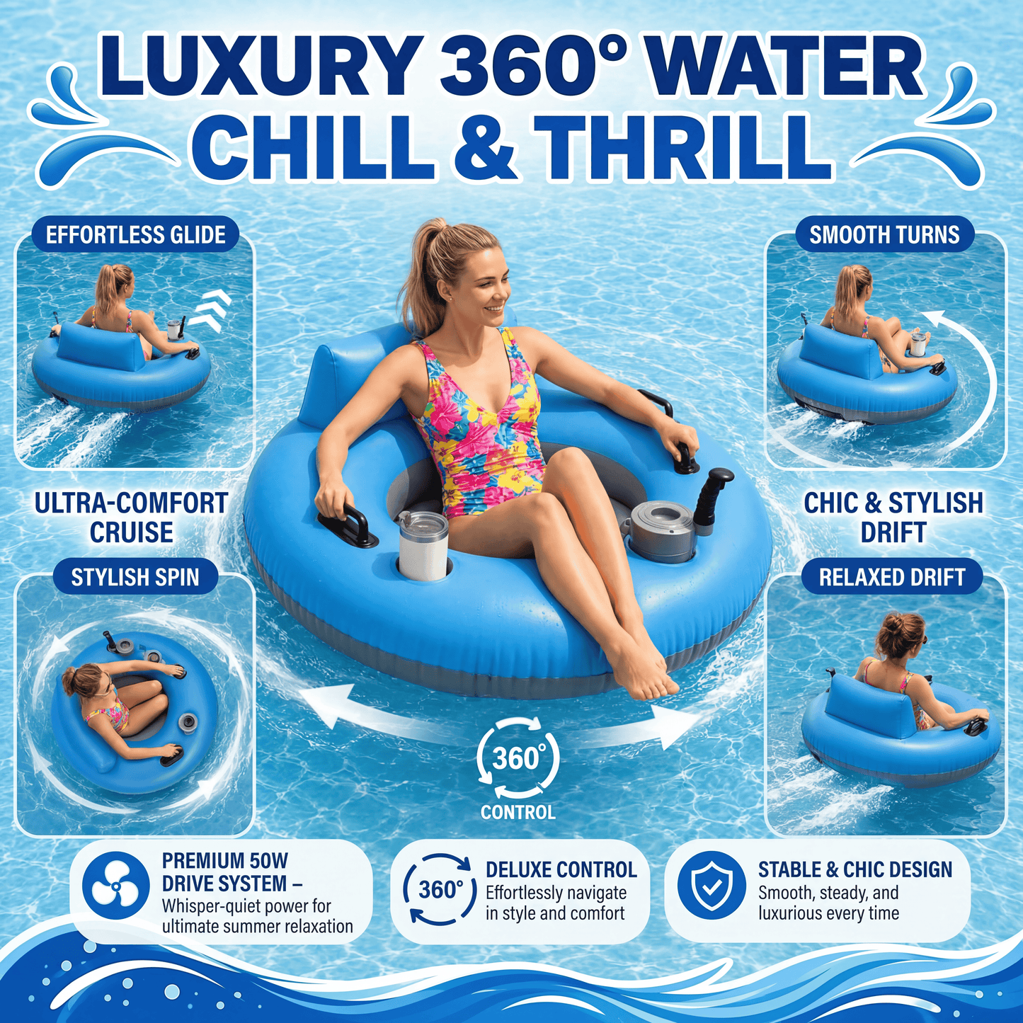 Bleu Current Motorised Pool Float - Compact