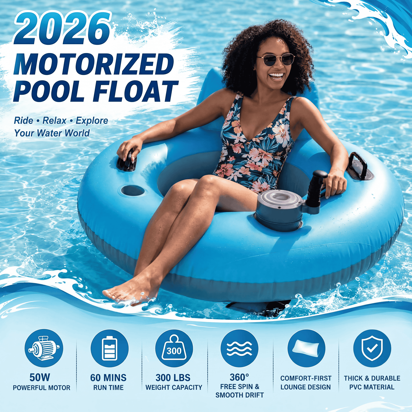 Bleu Current Motorised Pool Float - Compact